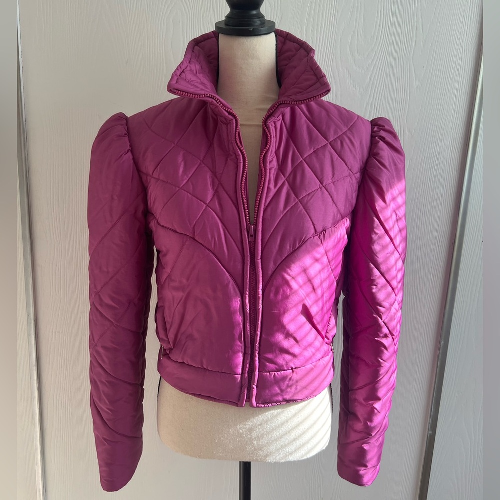 Vintage Snuggler Hot Pink Fuschia Pink Retro Ski Jacket Puffer, Size XS